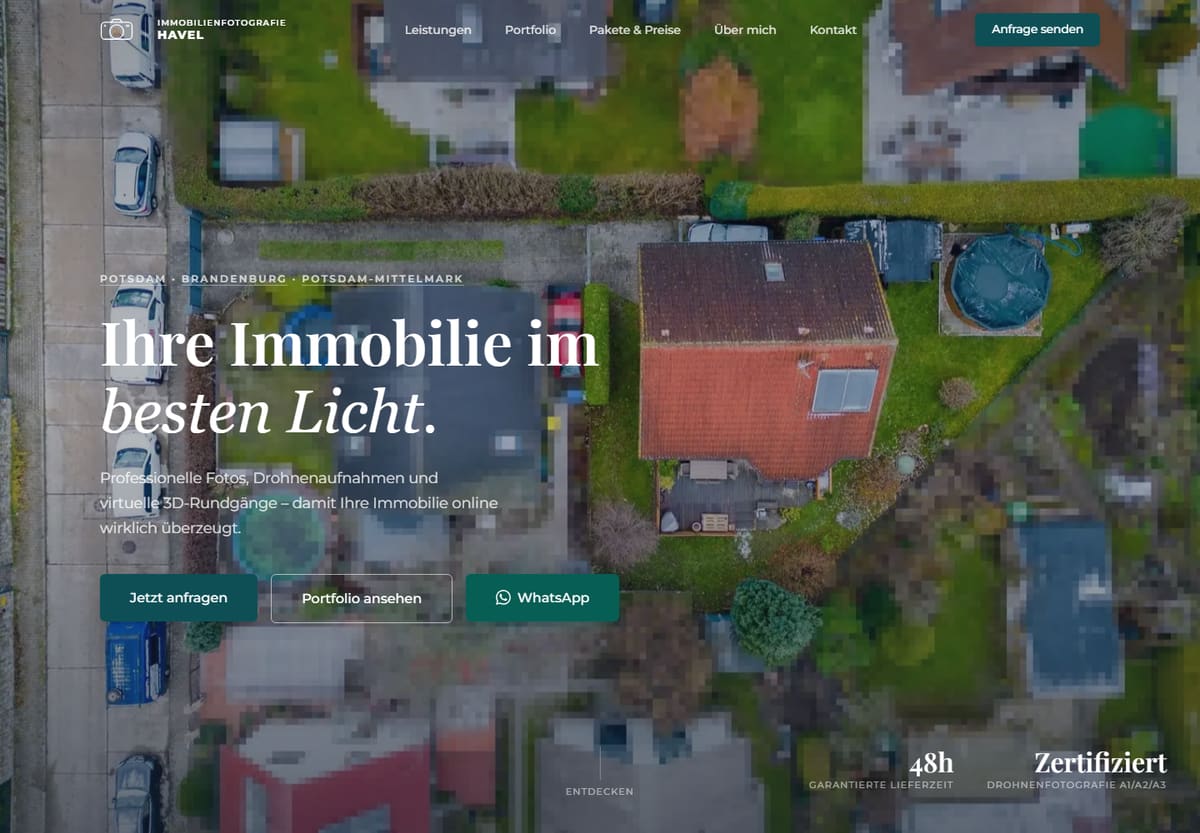 Startseite von Immobilienfotografie Havel – Website von Jonas Mehmood